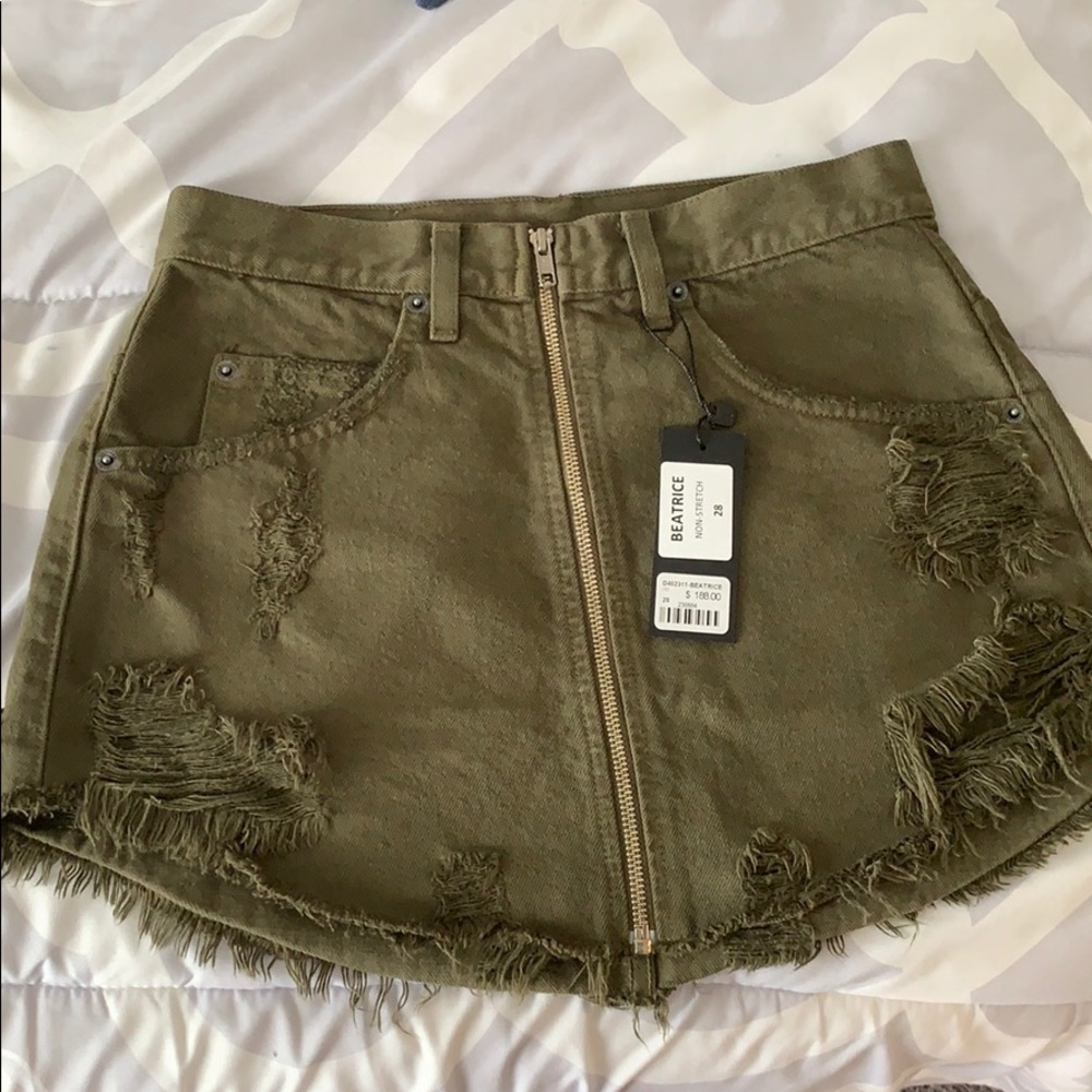 Carmar olive beatrice zip front skirt